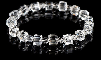 Sugar Cube White Crystal Energy Bracelet 9MM White Quartz Gemstone Meaning Bracelet