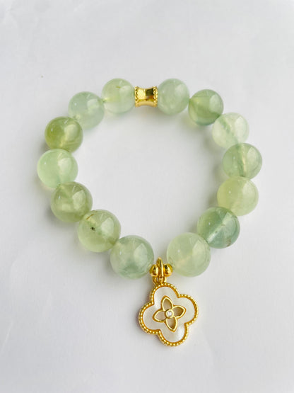 10MM Prehnite Energy Bracelet Gemstone Green Bracelet