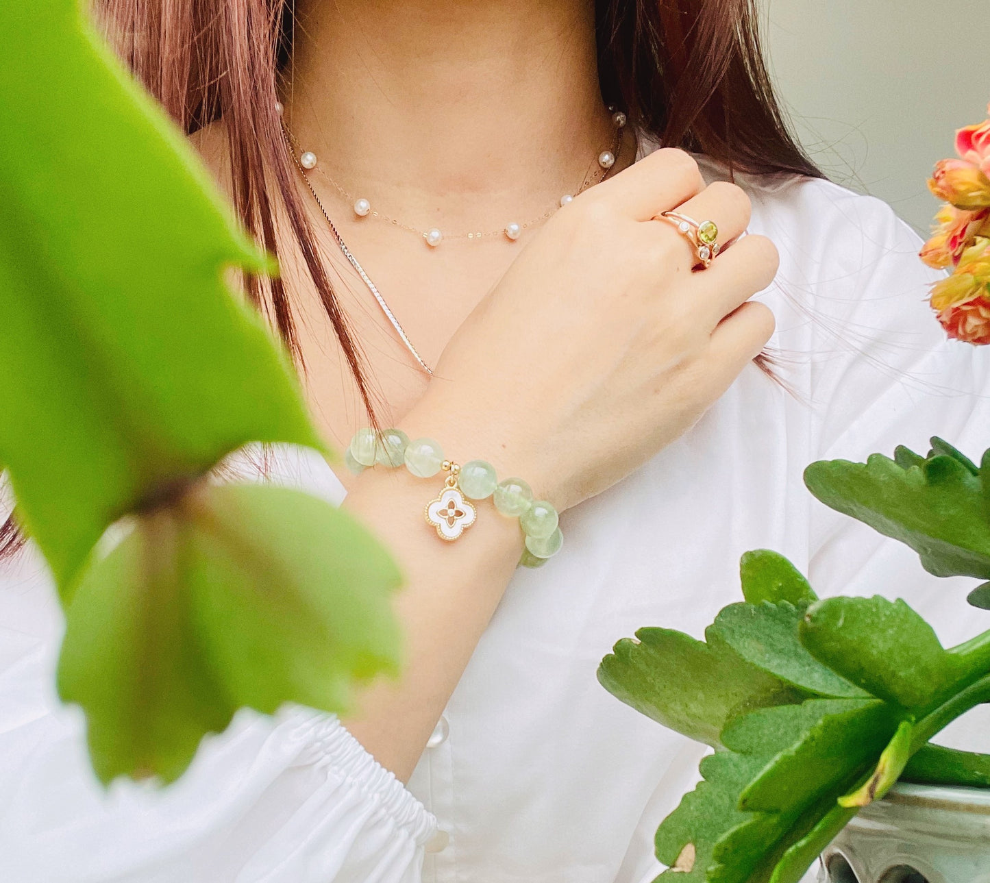 10MM Prehnite Energy Bracelet Gemstone Green Bracelet